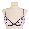 Lilac Star Bralette with Black Velvet Star Appliqué